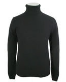 A premium Italian Fashion International black cashmere turtleneck sweater displayed on a mannequin.