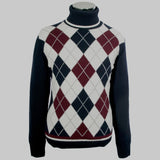 Lorenzoni Argyle Turtleneck Sweater.