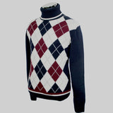 Lorenzoni Argyle Turtleneck Sweater.