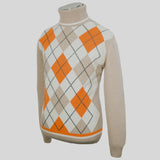 An Argyle Turtleneck Sweater by Lorenzoni on a mannequin.