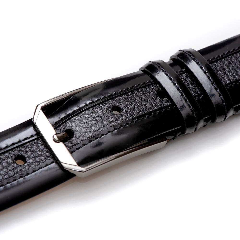 Mezlan Circle Icon Crocodile Belt Black