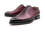 Hand stitched men's burgundy oxford shoes made from calfskin leather, called "Derrick" by Ugo Vasare.