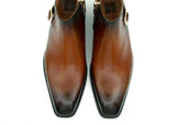 Handmade Americano brown leather shoes with a buckle on the side by Ugo Vasare.