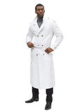 A man wearing a Barya White Leather Trench Coat.