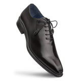 A Mezlan men's black oxford shoe on a white background.