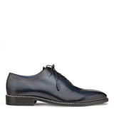 The Mezlan Enterprise men's plain toe balmoral blue leather derby shoes crafted from calfskin.