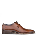 An Enterprise men's brown calfksin plain toe balmoral shoe on a white background by Mezlan.