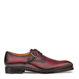 A men's Mezlan Artisan Welt Monk Strap shoe with two buckle closures.